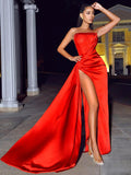 HOLLY CORSET SATIN GOWN - RED