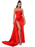 HOLLY CORSET SATIN GOWN - RED