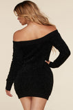 LUREX OFF THE SHOULDER SQUARE KNIT MINI DRESS