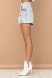 RHINESTONE GEM DENIM SHORTS