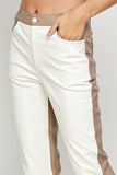 TWO TONE FAUX LEATHER PANTS