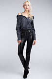 PLEATHER LACE UP PANTS