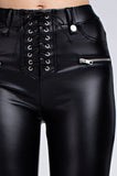 PLEATHER LACE UP PANTS