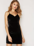 BLACK VELVET CAMI DRESS