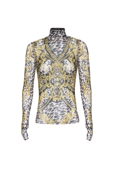 ZADIE POWER MESH TURTLENECK TOP - VINTAGE CHAIN