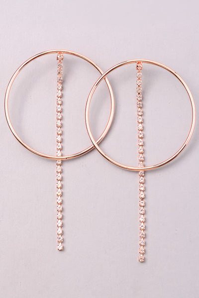 RHINESTONE DROP HOOP EARRINGS
