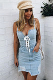 LOVE STRUCK LACE UP DENIM DRESS