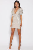 DISCO PUFF SLEEVE MINI DRESS
