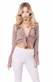CROPPED TIE FRONT TOP - SHOP MĒKO
