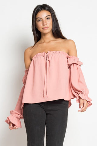 ROMANTIC RUFFLE TOP - MAUVE