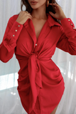 RUBY SHIRT DRESS - RED