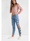 KNOT SIDE DENIM JEANS - SHOP MĒKO