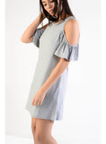 OFF SHOULDER RUFFLE DRESS - SHOP MĒKO