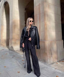 BLACK PLEATED TROUSERS