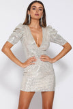 DISCO PUFF SLEEVE MINI DRESS
